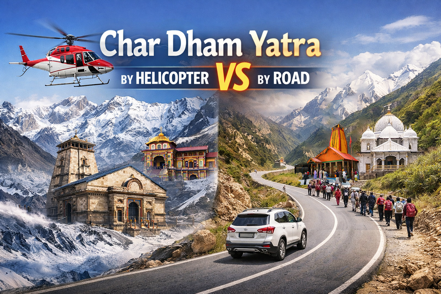 Buy road213 char dham yatra by helicopter vs road